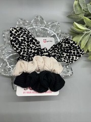 Scunci Scrunchie 1 Long Tie 3 Regular Size Bundle Black white 4 Pc Set Lot