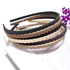 Thin Braided Plastic Headbands, Black Brown Beige Ivory, 6 Pack with Inner Te…