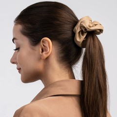 Matte Scrunchies Hair Velvet Thick Soft Fuzzy Bands Brown Ponytail 6 PCS