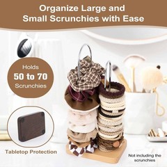 SCUNDA 2-Tier Hair Tie Organizer, Modern Scrunchies Storage Tower Natural