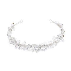 1 PC Bridal Headband Rhinestone Hair Band Headpiece Silver 14 Inch