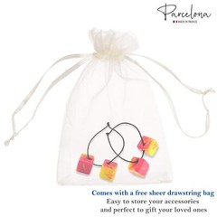 Parcelona French Twin Cube Small Celluloid Acetate Elastic Hair Ties (2 Pcs)