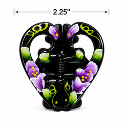 6 PCS Women Heart Hair Claw Flower Hand Printed Jaw Clip Clamp Comb Lots 2.25″