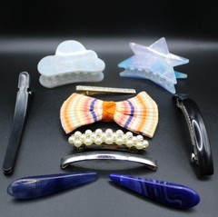 10 Hair Clips/Barrettes Girls Teens Some Vintage w/ Wear/Aging Cosplay Theatre