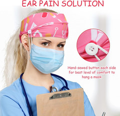 6 Pack Button Headbands Non Slip Stretchy Nurse Headwrap Yoga Sweatbands