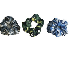 Lot Of 3 Camouflage Print Hair Tie Scrunchies Scrunchie Ponytail Hair Accessory