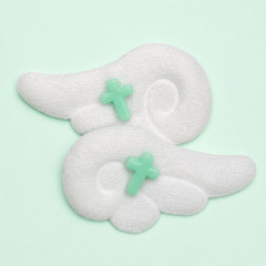 Japanese Handmade Jirai Kei Angel Wings Hair Clips Mint Cross Tenshi Kaiwai
