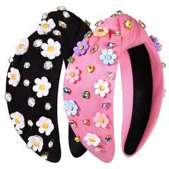 2PCS Flower Headband for Daisy Floral Headbands Jeweled Spring Summer Headban…