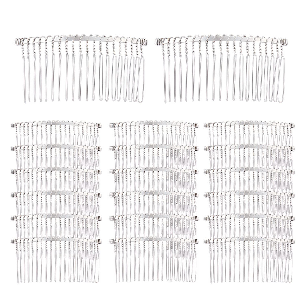 Lawie 20 Pack Bulk 20 Teeth Silver Metal Side Hair Combs Wire Twist Hair Clips W