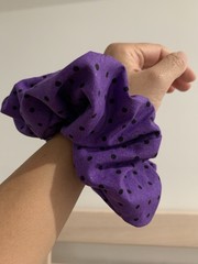 Purple Black Polka Dots Oversized Jumbo XXL Scrunchie. 100% Cotton. Handmade.
