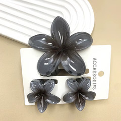3Pcs Sweet Colorful Plumeria Flower Shark Clip Hair Claw Bohemian Ponytail Clip
