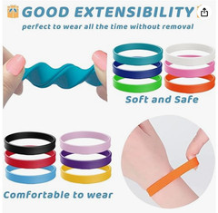 ZIQON 12 Pcs Solid Color Silicone Wristbands Blank Stretch Silicone Wristbands C