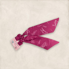 New Juicy Couture Pink Logo Hair Tie Ribbon Scrunchie Scrunchy Ponytail Holder