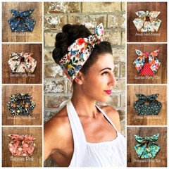 Handmade Floral Rifle Paper Co. Fabric Retro Hair Wrap Headband 50s Vintage Styl