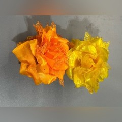 NEW Hair Clip Accessories set of 2 orange yellow claw clips flowers floral