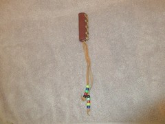 Vtg 70s Native American Leather Hair Braid Wrap Beaded Pony Tail Holder Biker