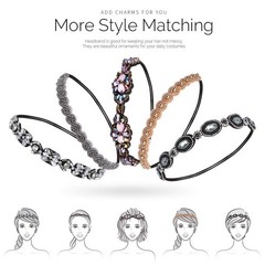 Teenitor 5pcs Elastic Beaded Headbands, Jewels Hairbands Hat Bands, Crystal R…