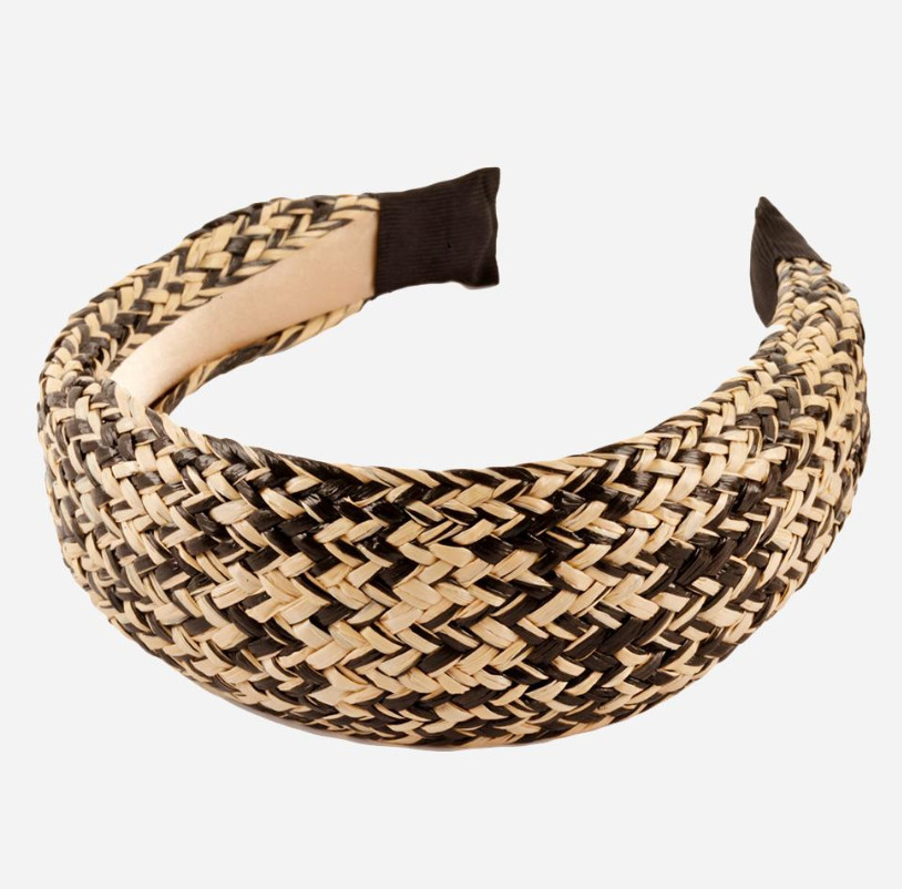 Two-Tone Designer Inspired Natural Raffia Headband Hair Band Fashion Accessory