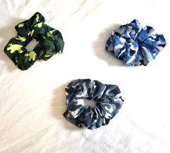 Lot Of 3 Camouflage Print Hair Tie Scrunchies Scrunchie Ponytail Hair Accessory