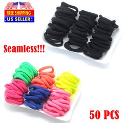 50Pcs Women Girls Seamless Hair Band Ties Rope Ring Elastic Ponytail Holder US
