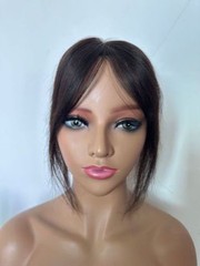 3.15″x4″Traceless 100% Human Hair Topper Fringe Bang Cover Head Top Forehead 10″