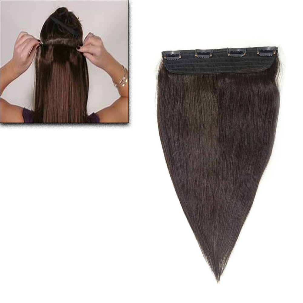 100% Real Human Hair Ear to Ear Hair Volumizer Extension Natural Black -24 inch