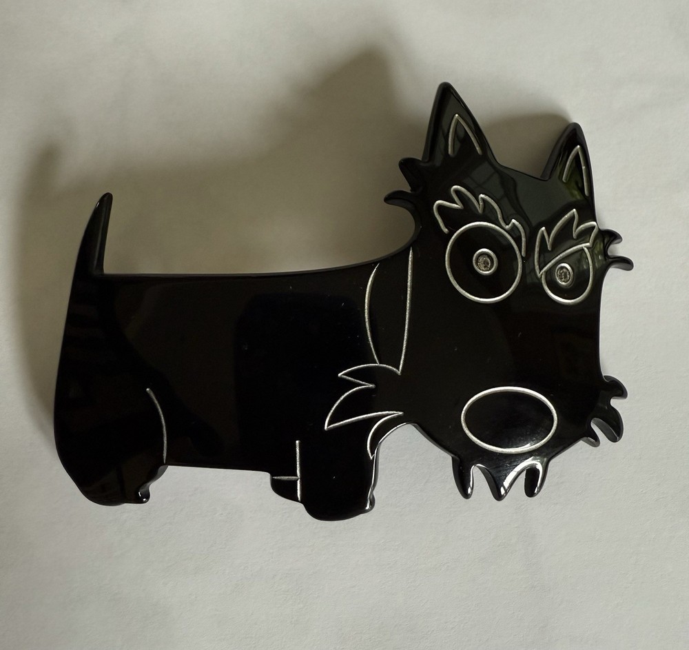MC Davidian Hair Barrette Swarovski Crystals BLACK Scottie Dog – Handmade – NEW