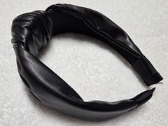 Knotted Headband for Women Black Faux Leather Fashion Headband
