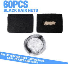 Black Hair Nets, 60 pcs Hair Nets for Food Service Workers, Invisible Nylon Hair