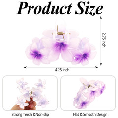 4PCS Hawaiian Large Matte Flower Hair Claw Clips for Women Non-Slip Strong Hold
