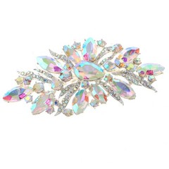 Silver Tone Metal Hair Comb With Rhinestone H3866-SAB
