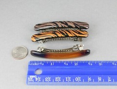 Brown Black barrette set 3 small thin skinny hair clip accessory 2.5″ wood grain