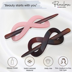 Parcelona French Infinity Medium Celluloid Set of 2 Hair Slider Bun Covers