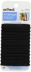 No-Damage Elastic Stretch Hairbands in Assorted Widths in Black, 36 Count