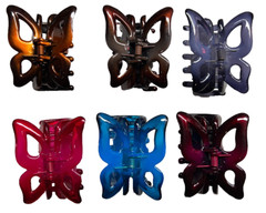 HAIR CLIPS BUTTERFLY – ASSORTED- MADE IN KOREA #6 PIECES 2.5″ -FREE SHIPPING