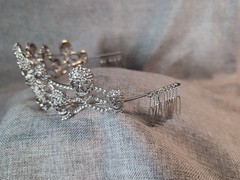 Unbranded Halloween Silver-tone Tiara Costume Skull Rhinestone Statement Piece