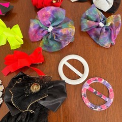 Vtg 80s Hair Accessories Lot Madonna Banana Clips Bows Barrettes Headbands