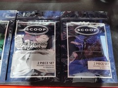 Scoop Silk Scrunchie and Silk Headband 2-Pc Set 100% Silk, Three Set Lot