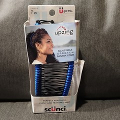scünci Upzing Adjustable Stretch Banana Hair Comb, Plastic, Black/Blue, Women