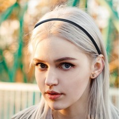 5PCS Thin Leather Headbands, Solid Simple Color Skinny Headband, Decorative H…