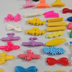 Vintage 80s 90s Huge Hair Barrettes Ties & Clips Mixed Lot Plastic & Metal Girls