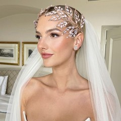 Golden Bridal Headband Rhinestone Crystal Hair Pieces Wedding Accessories