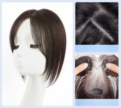 2.75″x4.3″Seamless edge 100% Human Hair Hairline Head Top Topper Clip in 10″