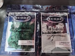 Scoop Silk Scrunchie and Silk Headband 2-Pc Set 100% Silk, Three Set Lot