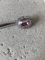 Silver Tone Pink Rhinestone Bobby Pin Hair Clip Oval Gem Bridal Prom Barrette