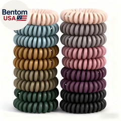 Hair Ties, 18 Count – Vintage Matte Color Spiral Hair Ties, No Crease, Suitable