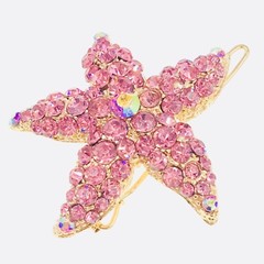 Starfish Hair Clip use Swarovski Crystal Hairpin Seastar Mermaid Gold Light Pink