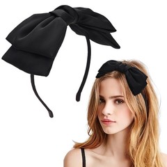 Bow Headbands for Double Layer Bow Knotted Headband Black Fashion Headbands T…