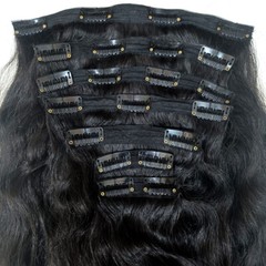 7PCS Clip In Hair Extensions Human Hair Natural Black Full Head
