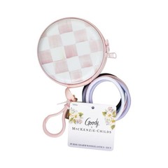 MacKenzie Childs x Goody Target 🎀 Pink Rosy Check Elastic Pouch • 10 Hair Ties